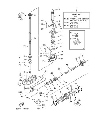 Embase complète YAMAHA F225C/F, F250C/D, F300B/C (2001+) OEM 6CE-45300-A3-8D