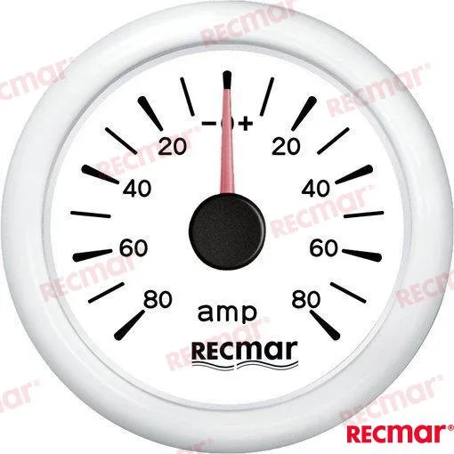 Amperemetre 80-0-80 blanc Recmar - réf RECKY06300