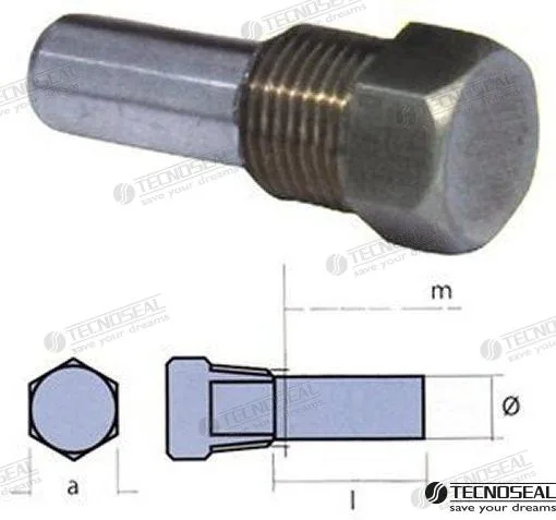 Anode barreau zf d10mm Tecnoseal - réf TEN06002T