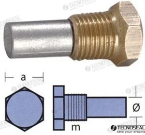 Anode bukh avec bouchon Tecnoseal – réf TEN02053T