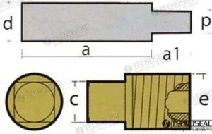Anode caterpillar avec bouchon Tecnoseal – réf TEN02024T