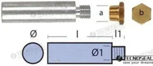 Anode moteur yanmar complette Tecnoseal – 119574-18790