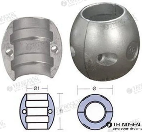 Anode noix d'arbre de 19mm. Tecnoseal - réf TEN00500
