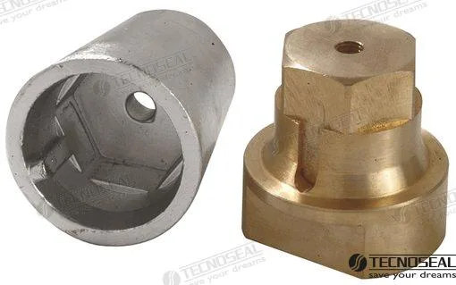 Anode Radice hexagonale complète en zinc pour arbre de 22 à 25 mm (W 3/4") - Tecnoseal réf. TEN00410E/5