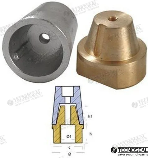 Anode Radice conique complète en zinc pour arbre de 70 à 100 mm (M50 x 3) - Tecnoseal réf. TEN00419