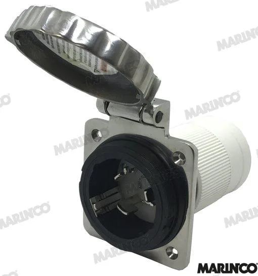 Embase de quai en inox 50 A 125/250 V 4 fils, NEMA SS2-50P (6373EL-B) - Marinco réf. GS11383