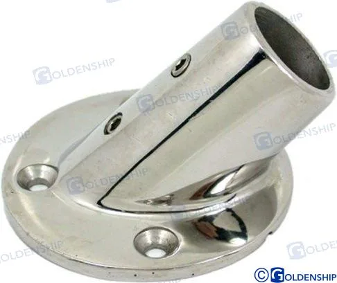 Base ronde de main courante inox AISI 316, tube de 22 mm, 45° - Goldenship réf. GS72336