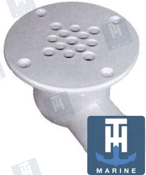Bonde de douche blanche sortie à 90° T-H Marine – réf THCSD-92