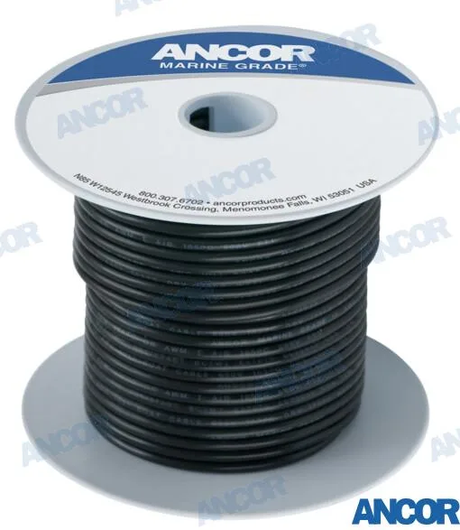 Câble électrique marin étamé 18 AWG (0,82 mm²) noir, 152,4 m - Ancor réf. AM100050