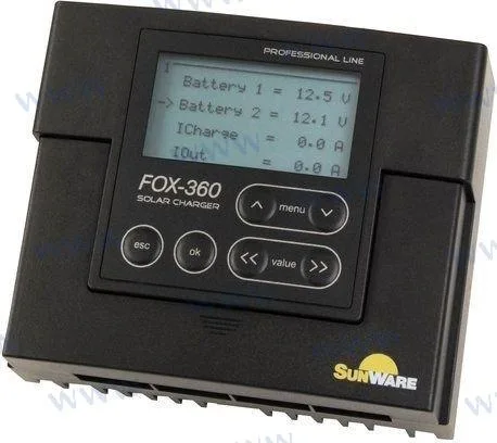 Controleur charge fox-360 20a LCD 12/24v Sunware - réf SUN13800360