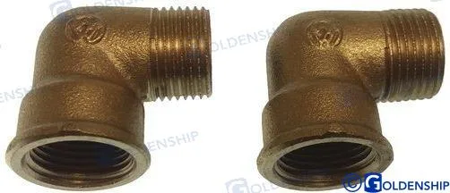 Coude mâle-femelle 90° 3/8" laiton (lot de 2) - Goldenship réf. GS30170