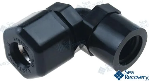 Coude 90° plastique filetage mâle 1/2 MPT x tube 3/8 TU - Sea Recovery réf. PAR0204021969