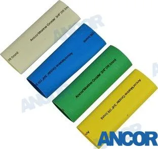 Assortiment de gaines thermorétractables à colle de 3/4" (19 mm), 4 couleurs, 7,6 cm, 4 pièces - Ancor réf. AM306503