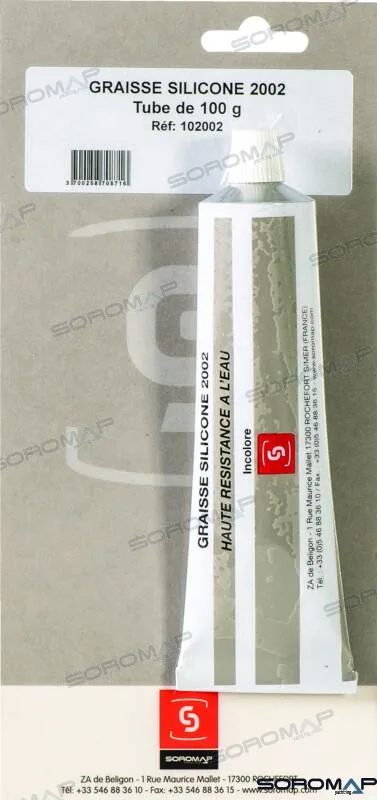 Graisse silicone 2002 tube 100 gr Soromap - réf SOR102002