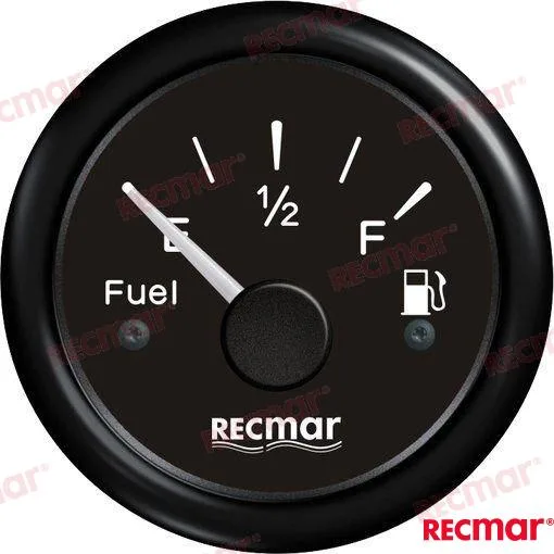 Indicateur de niveau de carburant européen 0-190, cadran noir 51 mm - Recmar réf. RECKY10200
