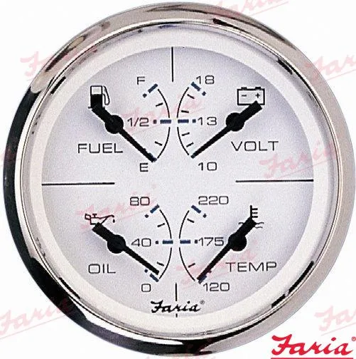 Cadran multifonction 4 en 1 Chesapeake blanc 100 mm - Faria réf. FA33851