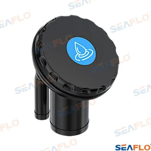 Nable de pont coudé à évent, bouchon rond noir, tuyau de 38 mm, WATER (eau) - Seaflo réf. SFCW23806A
