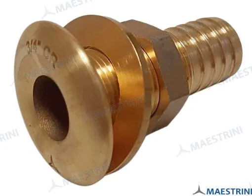 Passe-coque à embout cannelé 3/4" laiton CR - Maestrini réf. GS30777