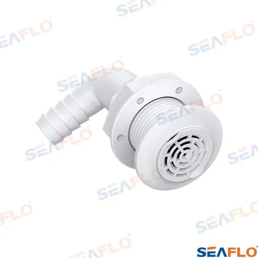 Passe-coque de vidange à grille 90° 1 1/8" plastique ASA - Seaflo réf. SFTH1112504