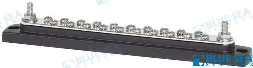 Barrette de distribution 130 A AC / 150 A DC, 2 goujons 1/4"-20 et 20 vis #8-32 - Blue Sea Systems réf. BS2302