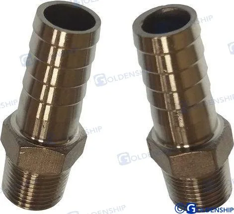 Raccord cannelé mâle 3/8" inox 316 pour tuyau de 15 mm (lot de 2) - Goldenship réf. GS30222