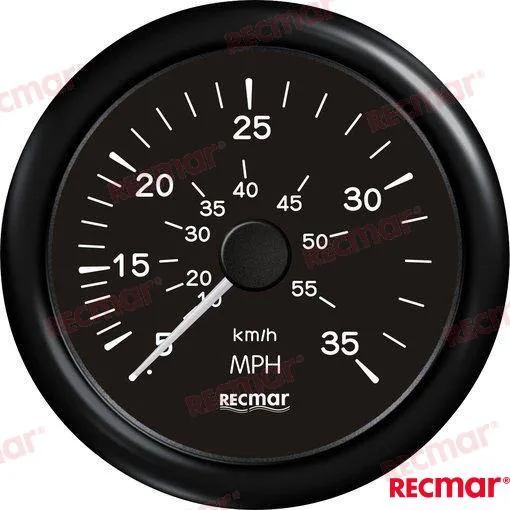 Compteur de vitesse 0-35 mph, cadran noir 100 mm - Recmar réf. RECKY18204