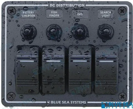 Tableau horizontal noir 4 interrupteurs Blue Sea - réf BS8372