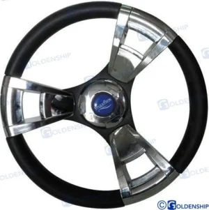 Volant hermosa chrome noir 350mm Goldenship – réf PREMF33581