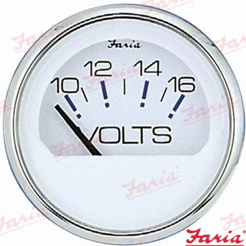 Voltmètre 10-16 V Chesapeake blanc 51 mm - Faria réf. FA13805